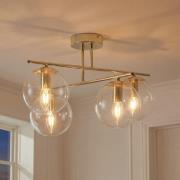 Taklampe Zoe, gullfarget, lengde 51 cm, glass, 4 lyskilder