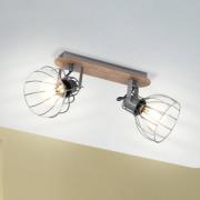 Taklampe Sambatello, 2 lyskilder, brun/sølv