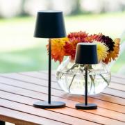 LED-batteridrevet bordlampe Vence, høyde 32 cm, svart, IP54, USB