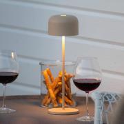 LED-batteridrevet bordlampe Lille, høyde 36 cm, sandfarget, IP54, USB