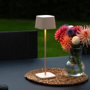 LED-batteridrevet bordlampe Capri, høyde 36 cm, sandfarget, IP54