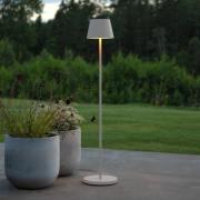 LED-akku-gulvlampe Pomezia, hvit, 124 cm, IP54, USB