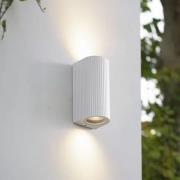 Lindby utendørs vegglampe Aluvo, hvit, 16 cm, IP65, riflet