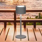 LED-batteridrevet bordlampe Juna, sandgrå Høyde 25 cm Metall, IP54