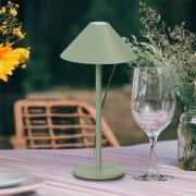 LED-batteridrevet bordlampe Prato, salviegrønn Høyde 25 cm Metall IP54