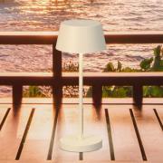 LED-batteridrevet bordlampe Sienna Pro sandbeige, 24 cm, metall IP54