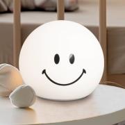 LED-batterilampe Smiley, hvit, Ø 13 cm, silikon