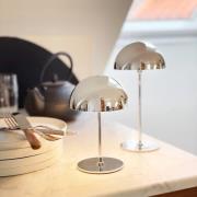 Dyberg Larsen LED-batteridrevet bordlampe Along, krom, sett med 2 stk.
