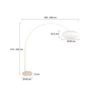 Bue-gulvlampe Sparkled Light krem/hvit, 240 cm, silke