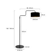 Gulvlampe Bloeba, svart-gullfarget, høyde 165 cm, chintz