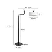 Gulvlampe Bloeba, svart/hvit, høyde 165 cm, lin