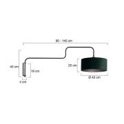 Vegglampe Bloeba, svart/grønn, utstrekning 140 cm, velour