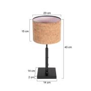 Bordlampe Stang, svart/brun, høyde 40 cm, kork