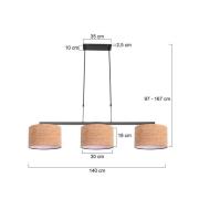Hengelampe Stang, svart/brun, lengde 140 cm, kork, 3 lyskilder.