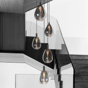LED-pendellampe Glimsy, Ø 40 cm svart/røykgrå glass 5 lyskilder.