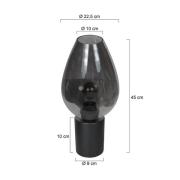 Bordlampe Bloeba, svart/røykgrå, Ø 22 cm, glassdråpe