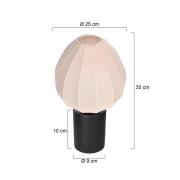 Bordlampe Bloeba, hvit/svart, Ø 25 cm, lin/metall