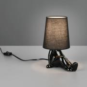 Bordlampe Huma, svart, høyde 25 cm, tekstil/keramikk, E14