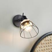 Vegglampe Jerome, Ø 14 cm, 1 lyskilde, matt svart, bryter