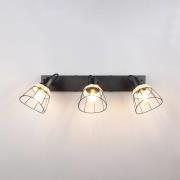 Taklampe Jerome, lengde 62 cm, 3 lyskilder, matt svart metall
