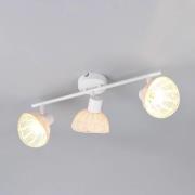 Taklampe Calvi, hvit, naturlig rotting, lengde 59 cm, 3 lyskilder.