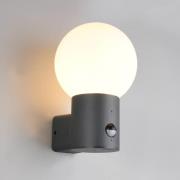 Utendørs vegglampe Mures, antrasitt, høyde 28 cm, metall, sensor