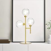 Dom bordlampe, 3 lyskilder, klar/gull, høyde 55 cm, glass