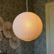 Hengelampe Haru, beige, Ø 50 cm, papir, E27, hvitt kabel
