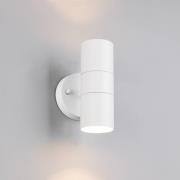 Utendørs vegglampe Turia, matt hvit, høyde 16 cm, metall