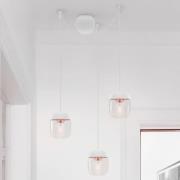 Pendellampe Acorn, 3 lyskilder, hvit og kobber