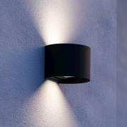 Utendørs LED-vegglampe Calpino 3, svart, bredde 14 cm, 2 lyskilder.