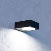 Solar-LED-utendørs vegglampe Darfano, svart, bredde 14 cm