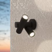 LED-vegglampe Fossignano, høyde 25 cm, svart, metall med 2 lyskilder.