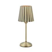 Bordlampe Celia, gammel messing, dimbar, E14, ladestasjon