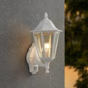 Utendørs vegglampe Navedo, hvit, høyde 42 cm, metall, sensor