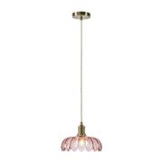 Hengelampe Kurage, gammel messing/rosa, glass, Ø 26 cm, E27