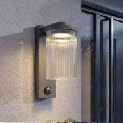 Lucande utendørs LED-vegglampe Beelia Sensor antrasitt riflet