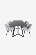 Venture HomeSpisegruppe Maggie med 6 stk spisestoler ValletaSvartSpise...