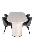 Venture HomeSpisegruppe Bianca med 4 spisestoler Velvet StitchesHvitSp...