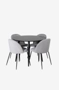 Venture HomeSpisebordssett Plaza med 4 stoler WrinklesSvartSpisegruppe...