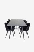 Venture HomeSpisegruppe Sleek med 6 stk spisestoler VelvetSvartSpisegr...