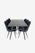 Venture HomeSpisegruppe Sleek med 6 stk spisestoler Velvet DeluxeSvart...