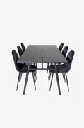 Venture HomeSpisegruppe Sleek med 6 stk spisestoler PolarSvartSpisegru...