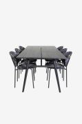 Venture HomeSpisegruppe Sleek med 6 stk spisestoler VaultSvartSpisegru...