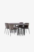 Venture HomeSpisegruppe Stone med 4 stk spisestoler ModestoBrunSpisegr...