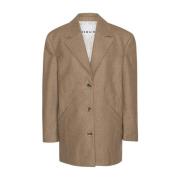 V-Hals Ull Blazer - Boxede Skuldre