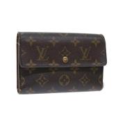 Pre-owned Brunt lerret Louis Vuitton lommebok