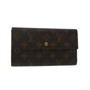 Pre-owned Brunt lerret Louis Vuitton lommebok