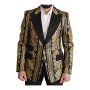 Sort Gull Jacquard Peak Revers Blazer