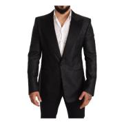 Sort Metallic Slim Jakke Tuxedo Blazer